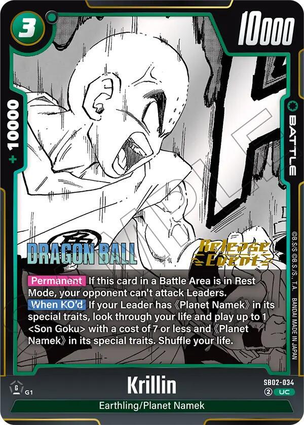 Krillin SB02-034 card from Manga Booster 02 Release Event Cards
