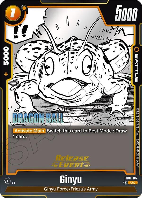 Ginyu FB01-107 card from Manga Booster 02 Release Event Cards