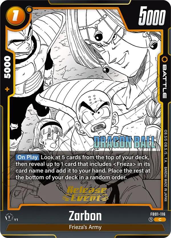 Zarbon FB01-116 card from Manga Booster 02 Release Event Cards
