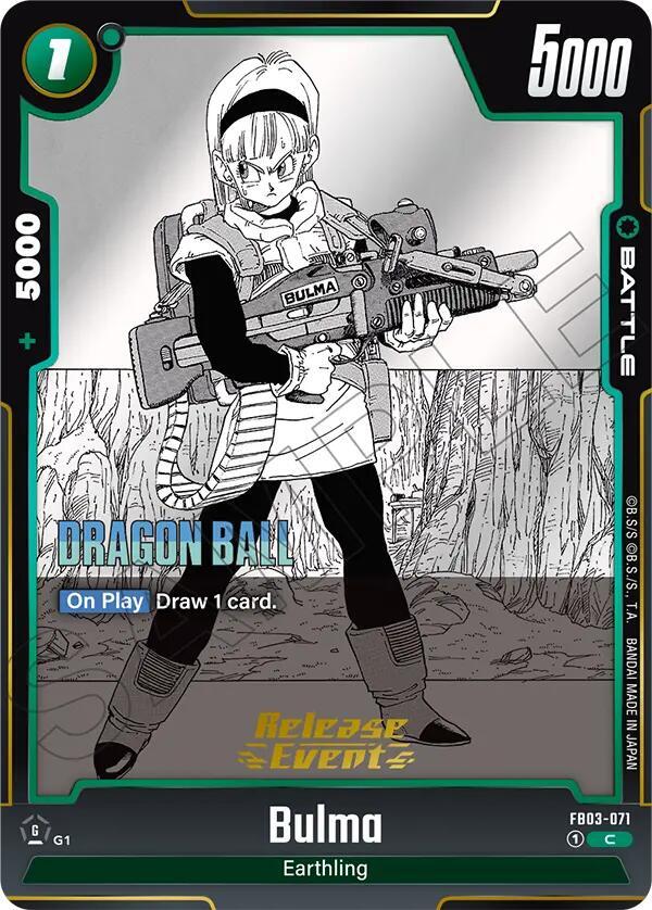 Bulma FB03-071 card from Manga Booster 02 Release Event Cards