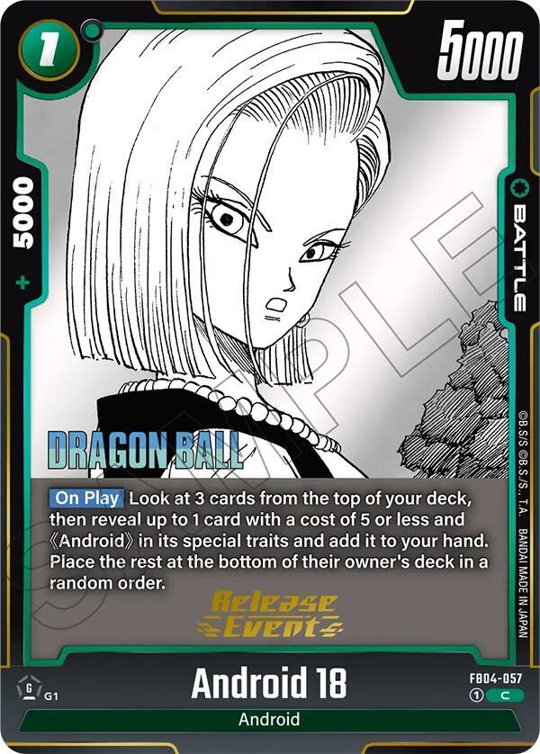 Android 18 FB04-057 card from Manga Booster 02 Release Event Cards