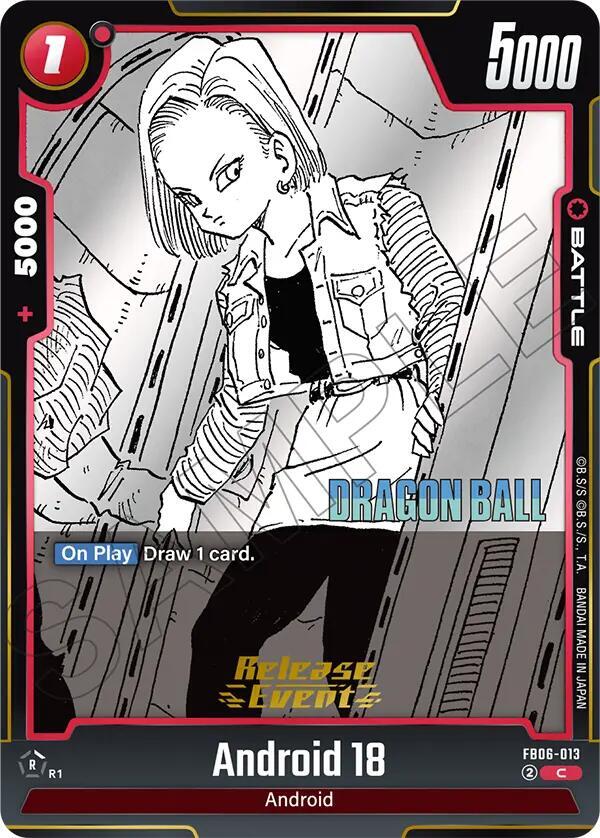 Android 18 FB06-013 card from Manga Booster 02 Release Event Cards