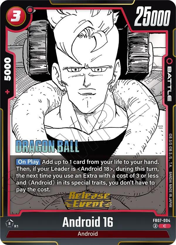 Android 16 FB07-004 card from Manga Booster 02 Release Event Cards