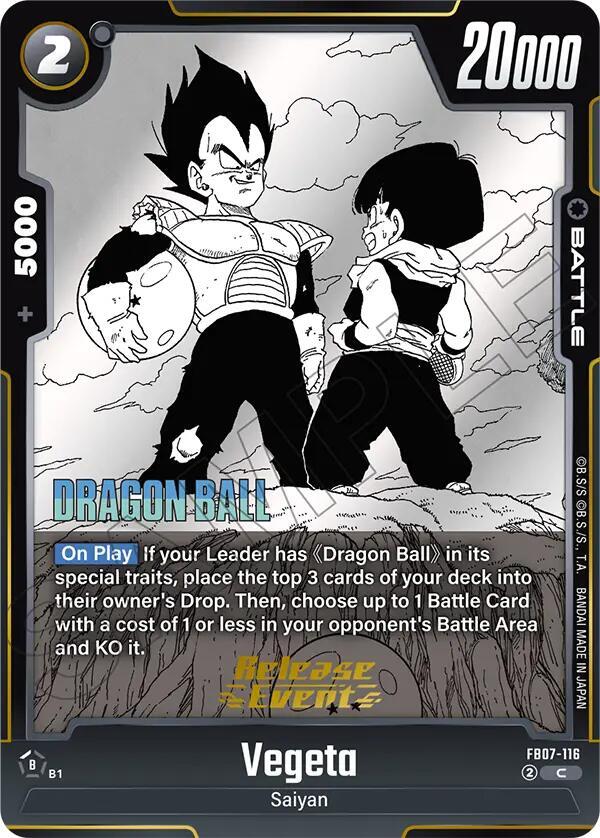 Vegeta FB07-116 card from Manga Booster 02 Release Event Cards