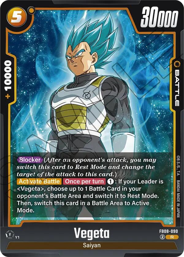 Vegeta FB08-090 card from Saiyan's Pride