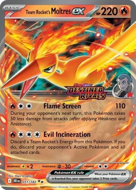 Team Rocket's Moltres ex - 31/182 (Destined Rivals Stamp) 031/182 card from Miscellaneous Cards & Products