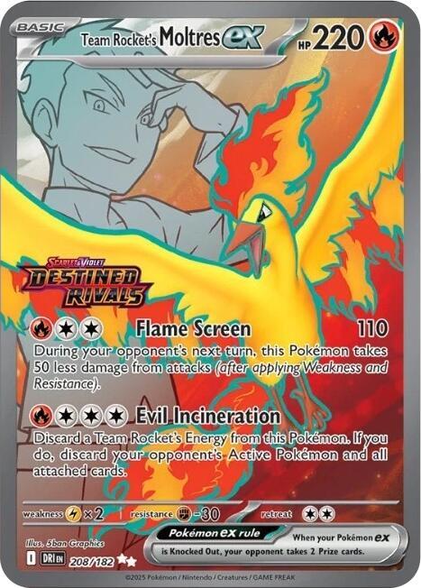 Team Rocket's Moltres ex (Destined Rivals Stamp) 208/182 card from Miscellaneous Cards & Products