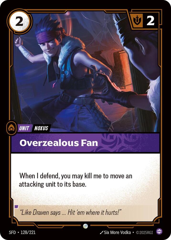 Overzealous Fan 128/221 card from Spiritforged