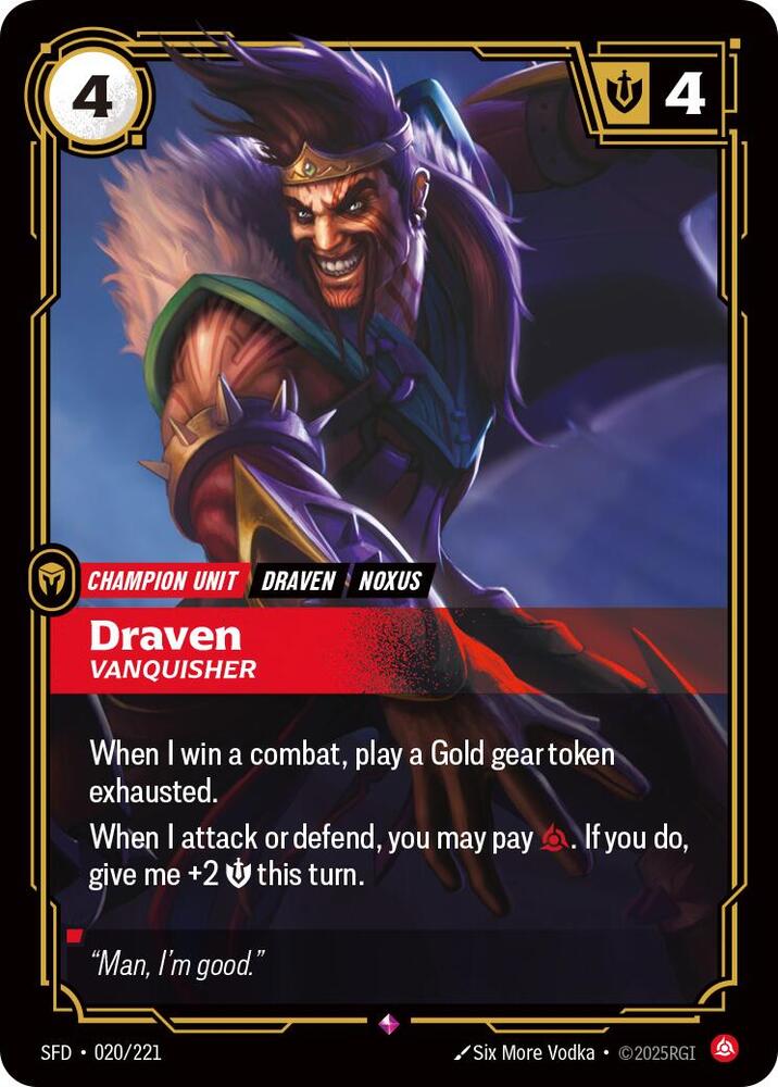 Draven - Vanquisher 020/221 card from Spiritforged