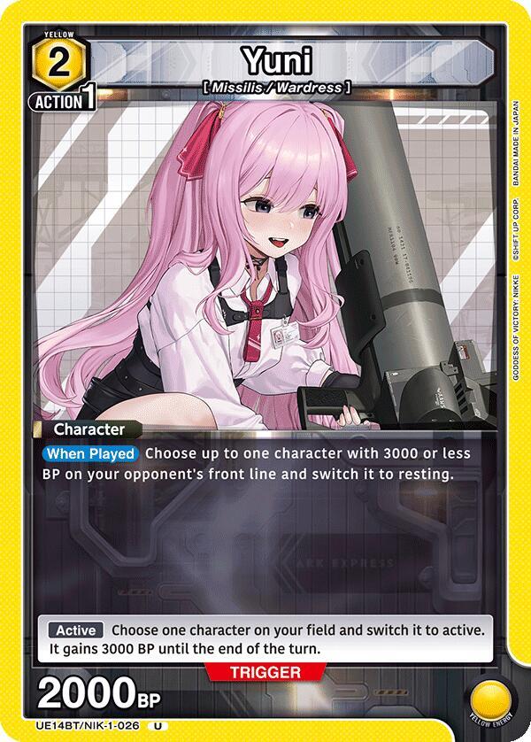 Yuni UE14BT/NIK-1-026 card from UE14BT: GODDESS OF VICTORY: NIKKE