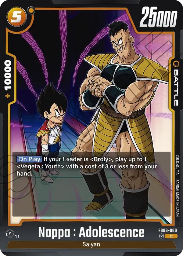 Nappa : Adolescence FB08-080 card from Saiyan's Pride