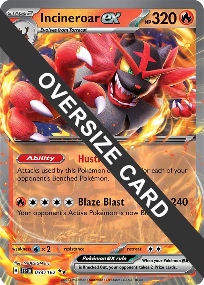 Incineroar ex 034/162 card from Jumbo Cards