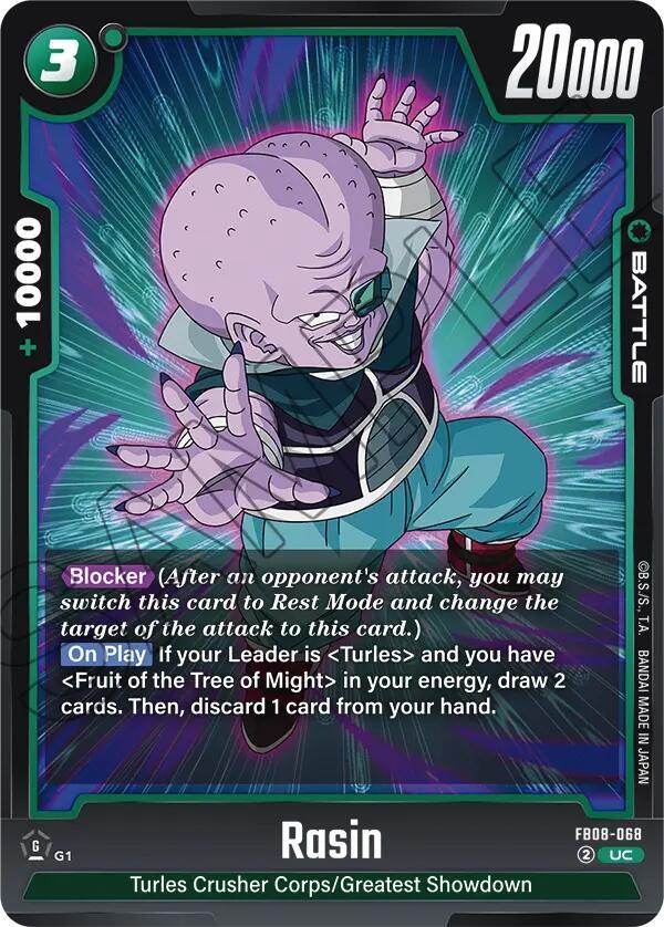 Rasin FB08-068 card from Saiyan's Pride