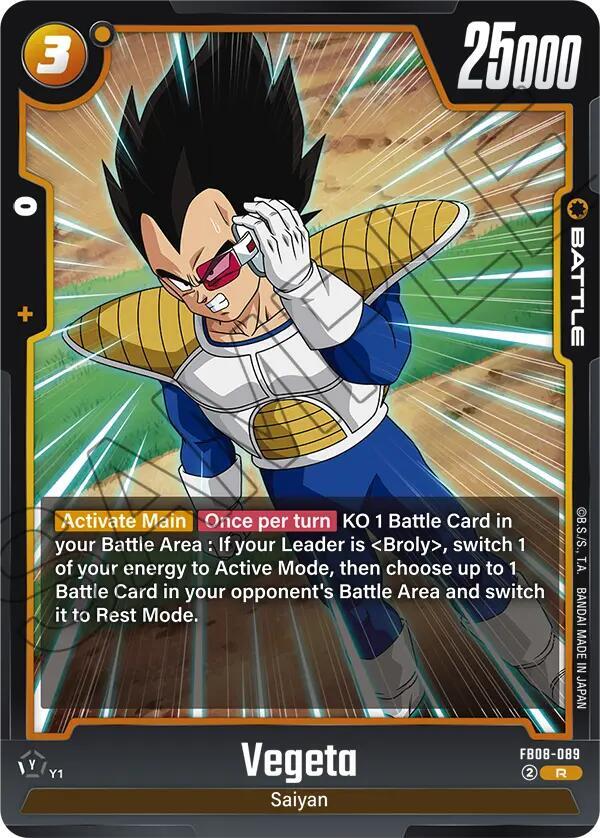 Vegeta FB08-089 card from Saiyan's Pride
