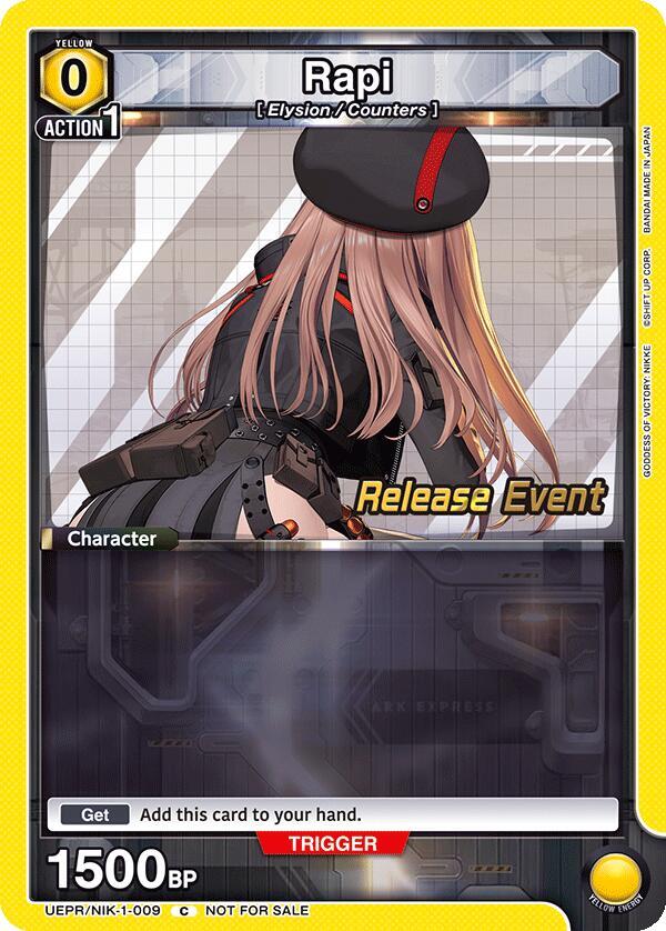 Rapi UEPR/NIK-1-009 card from UE14BT: GODDESS OF VICTORY: NIKKE Release Event Cards