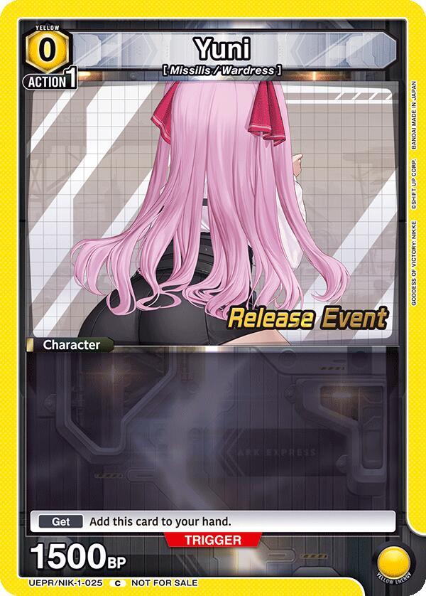 Yuni UEPR/NIK-1-025 card from UE14BT: GODDESS OF VICTORY: NIKKE Release Event Cards