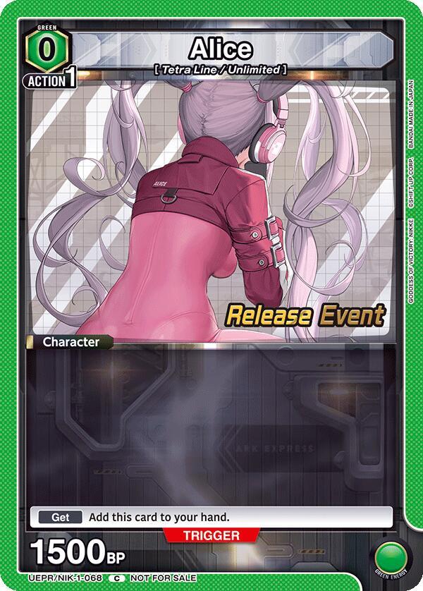 Alice UEPR/NIK-1-068 card from UE14BT: GODDESS OF VICTORY: NIKKE Release Event Cards
