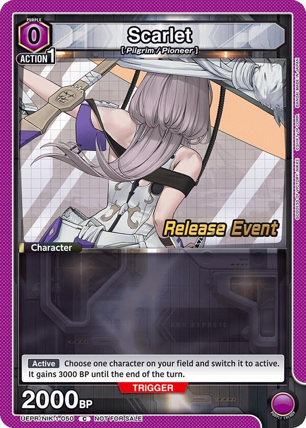 Scarlet UEPR/NIK-1-050 card from UE14BT: GODDESS OF VICTORY: NIKKE Release Event Cards