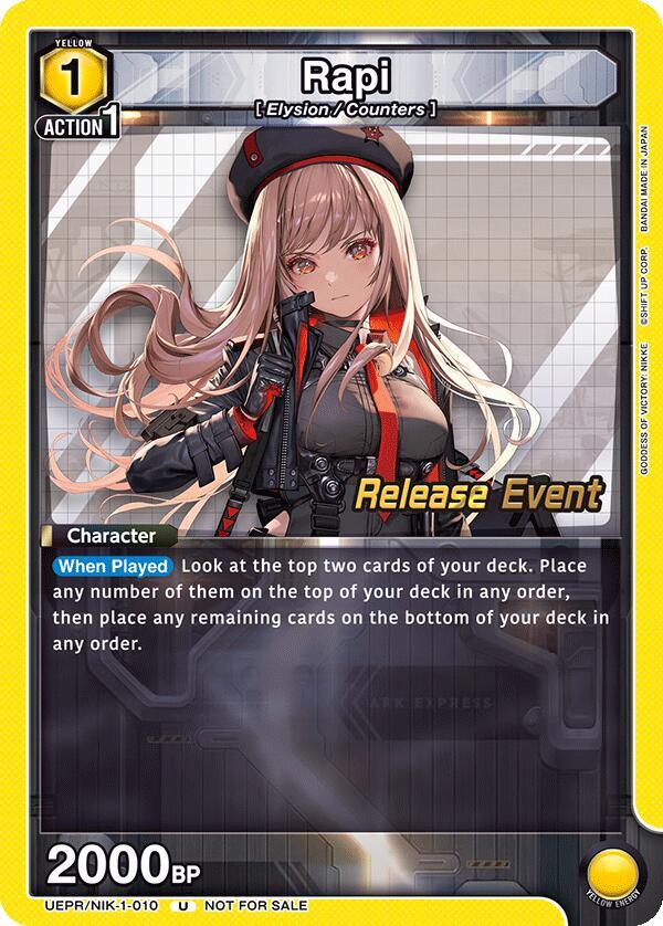 Rapi UEPR/NIK-1-010 card from UE14BT: GODDESS OF VICTORY: NIKKE Release Event Cards