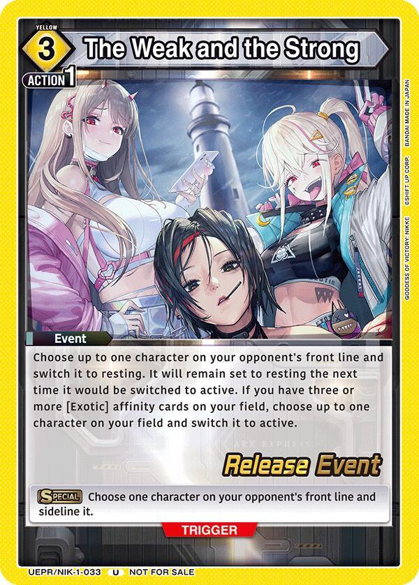 The Weak and the Strong UEPR/NIK-1-033 card from UE14BT: GODDESS OF VICTORY: NIKKE Release Event Cards