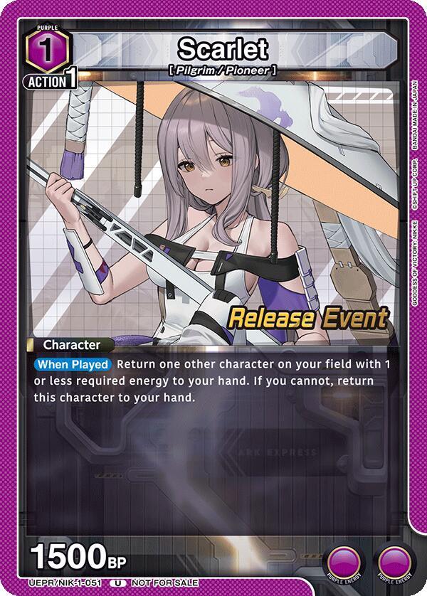 Scarlet UEPR/NIK-1-051 card from UE14BT: GODDESS OF VICTORY: NIKKE Release Event Cards
