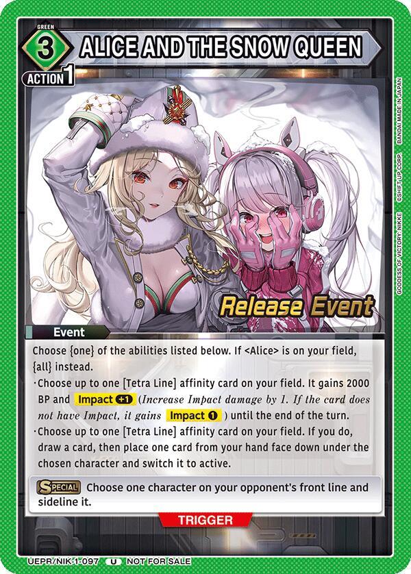 ALICE AND THE SNOW QUEEN UEPR/NIK-1-097 card from UE14BT: GODDESS OF VICTORY: NIKKE Release Event Cards