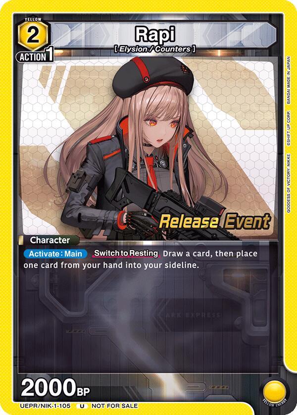 Rapi UEPR/NIK-1-105 card from UE14BT: GODDESS OF VICTORY: NIKKE Release Event Cards