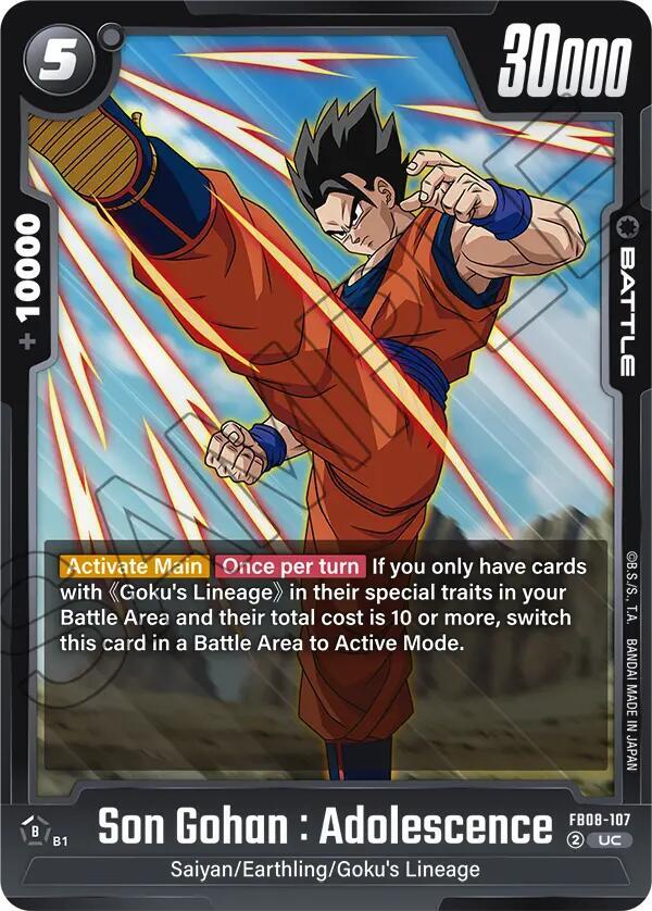 Son Gohan : Adolescence FB08-107 card from Saiyan's Pride