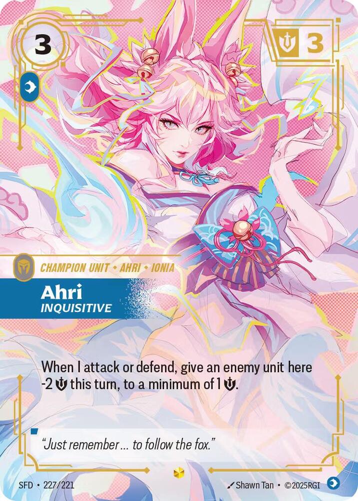 Ahri - Inquisitive (Overnumbered) 227/221 card from Spiritforged