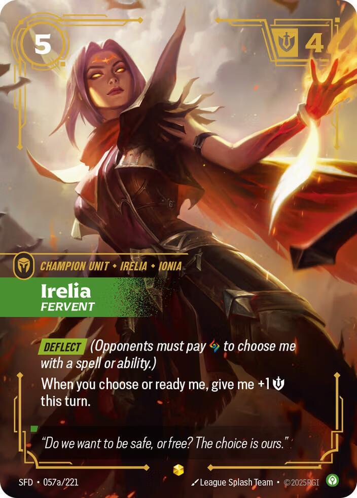 Irelia - Fervent (Alternate Art) 057a/221 card from Spiritforged