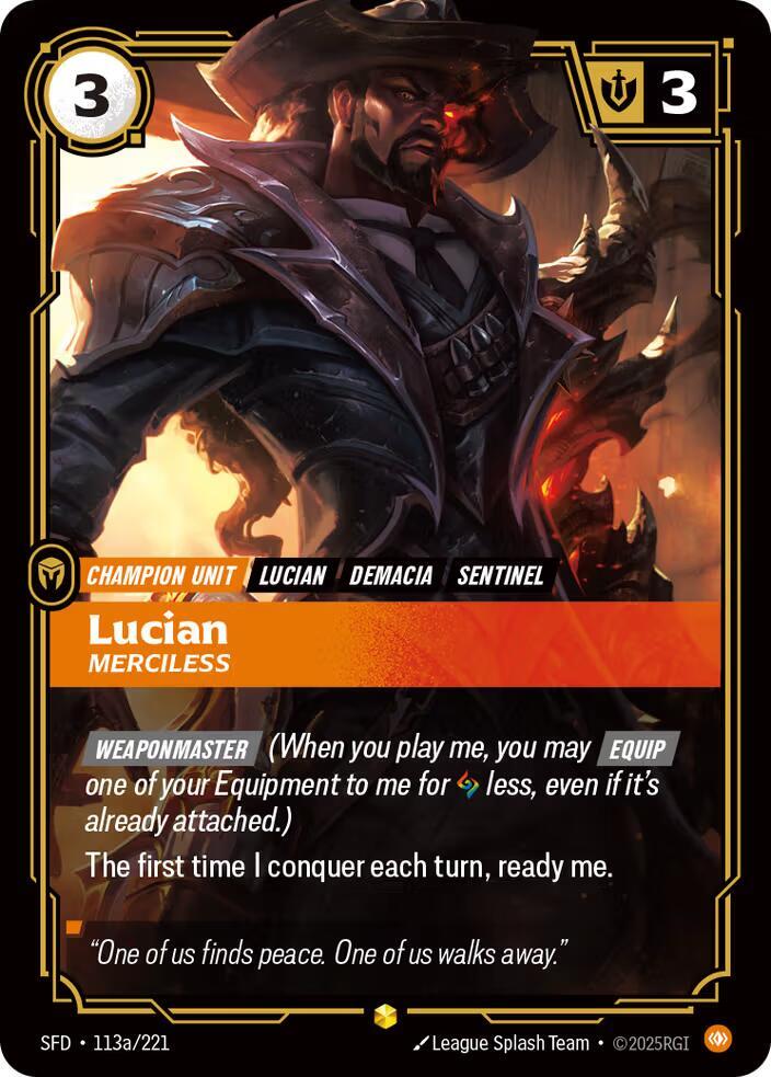 Lucian - Merciless (Alternate Art) 113a/221 card from Spiritforged