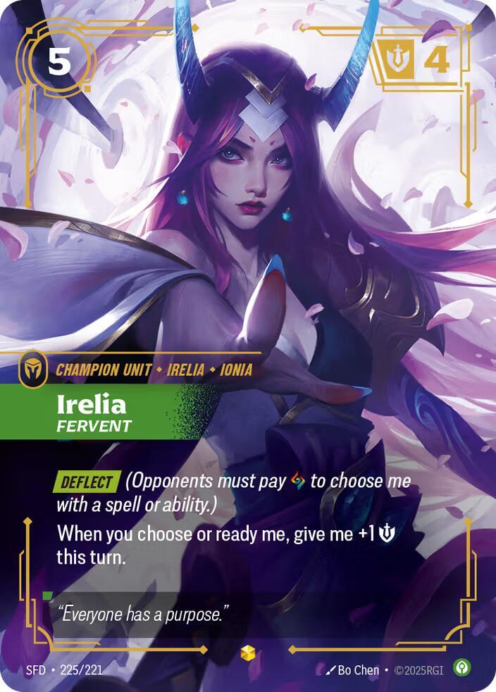 Irelia - Fervent (Overnumbered) 225/221 card from Spiritforged