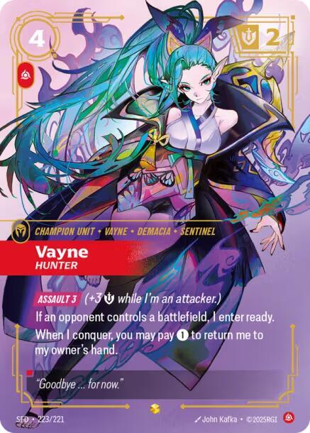 Vayne - Hunter (Overnumbered) 223/221 card from Spiritforged