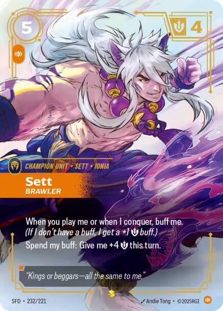 Sett - Brawler (Overnumbered) 232/221 card from Spiritforged