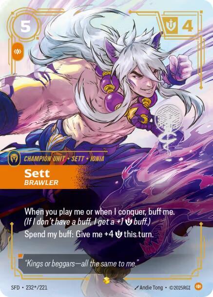 Sett - Brawler (Signature) 232*/221 card from Spiritforged