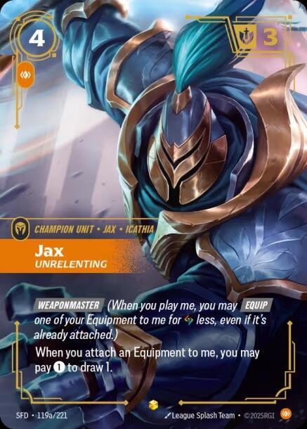 Jax - Unrelenting (Alternate Art) 119a/221 card from Spiritforged