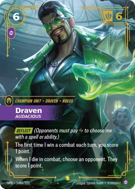 Draven - Audacious (Alternate Art) 148a/221 card from Spiritforged