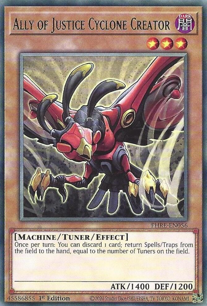 Ally of Justice Cyclone Creator PHRE-EN056 card from Phantom Revenge