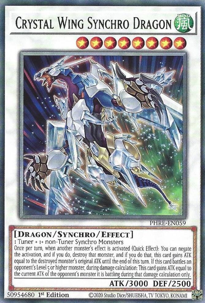 Crystal Wing Synchro Dragon PHRE-EN059 card from Phantom Revenge