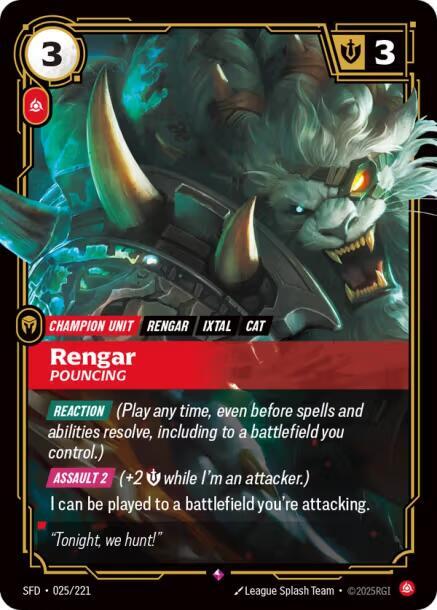 Rengar - Pouncing 025/221 card from Spiritforged