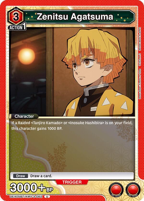 Zenitsu Agatsuma UEX05BT/KMY-3-062 card from UEX05BT: Demon Slayer: Kimetsu no Yaiba Vol.2