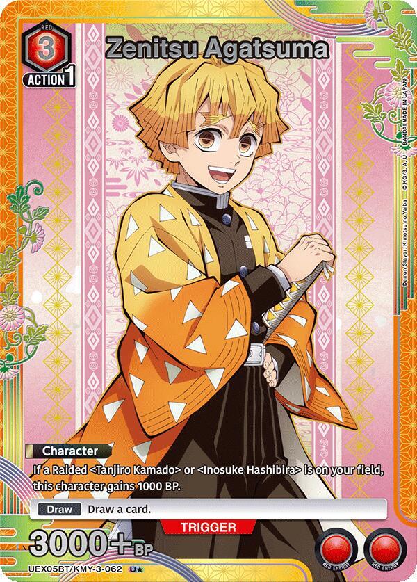 Zenitsu Agatsuma (U*) UEX05BT/KMY-3-062 card from UEX05BT: Demon Slayer: Kimetsu no Yaiba Vol.2