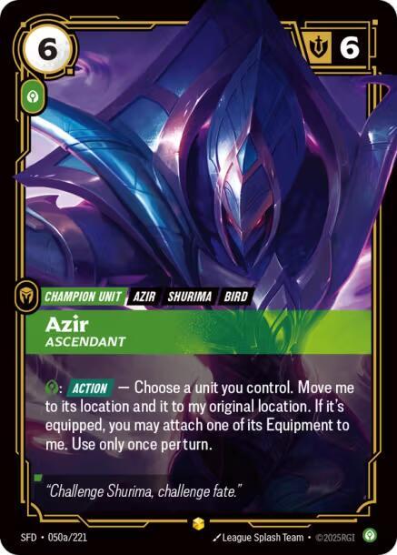 Azir - Ascendant (Alternate Art) 050a/221 card from Spiritforged