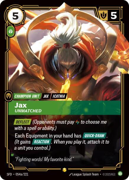 Jax - Unmatched (Alternate Art) 054a/221 card from Spiritforged