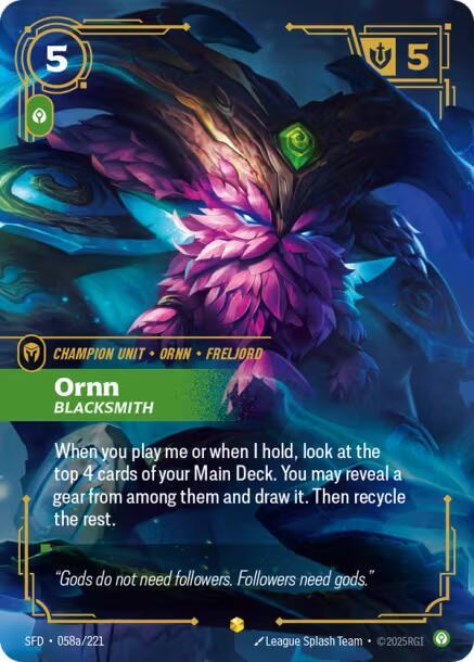 Ornn - Blacksmith (Alternate Art) 058a/221 card from Spiritforged