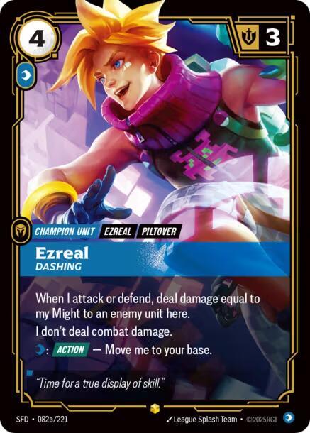 Ezreal - Dashing (Alternate Art) 082a/221 card from Spiritforged