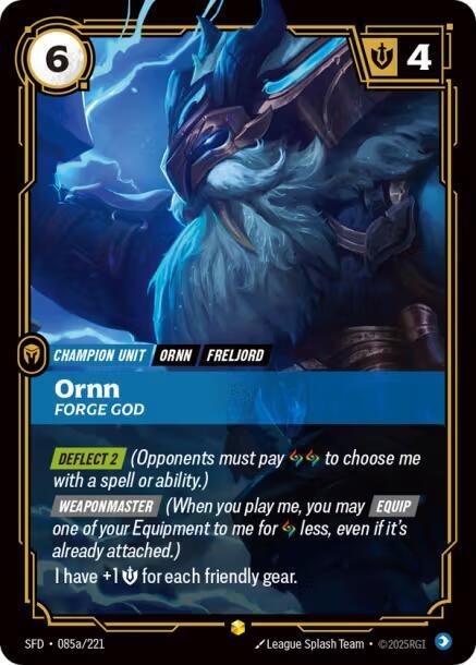 Ornn - Forge God (Alternate Art) 085a/221 card from Spiritforged