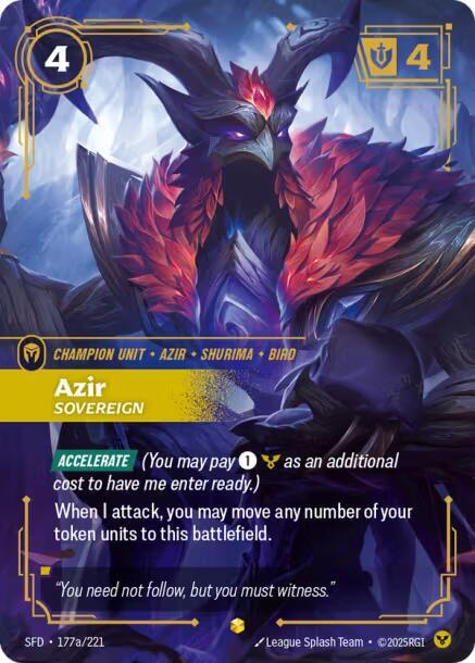 Azir - Sovereign (Alternate Art) 177a/221 card from Spiritforged