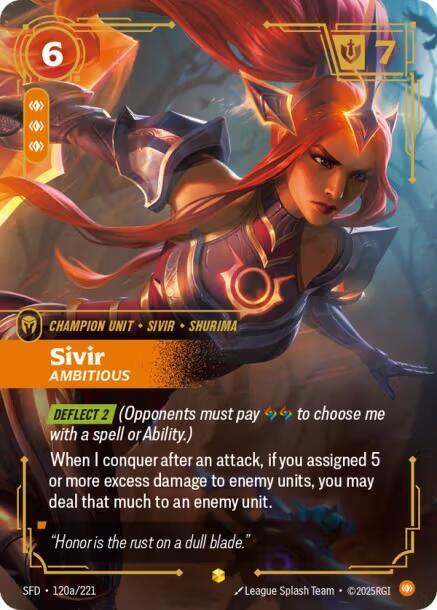 Sivir - Ambitious (Alternate Art) 120a/221 card from Spiritforged