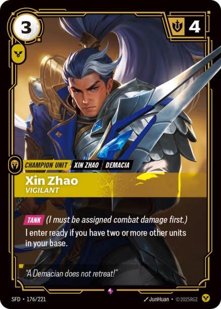 Xin Zhao - Vigilant 176/221 card from Spiritforged